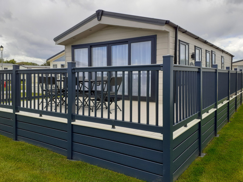 Delta Superior Deluxe 2022 + decking on Broadlands Sands, Suffolk. Stunning pitch
