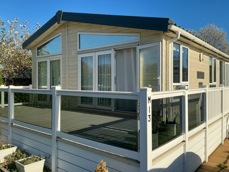 Pemberton Rivendale 2019 twin lodge sited at Heathland Beach, Kessingland, Norfolk