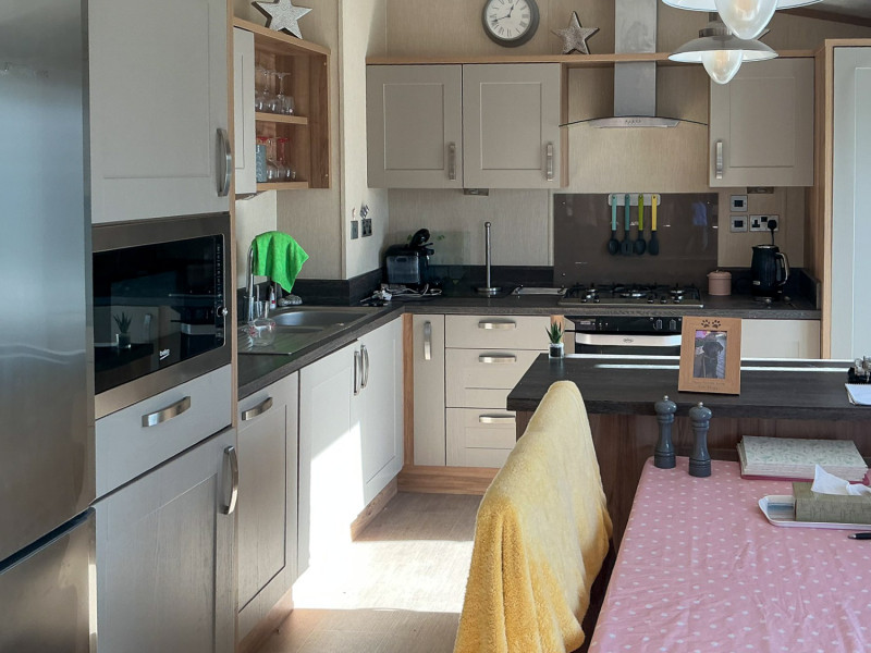 Pemberton Rivendale 2019 twin lodge sited at Heathland Beach, Kessingland, Norfolk