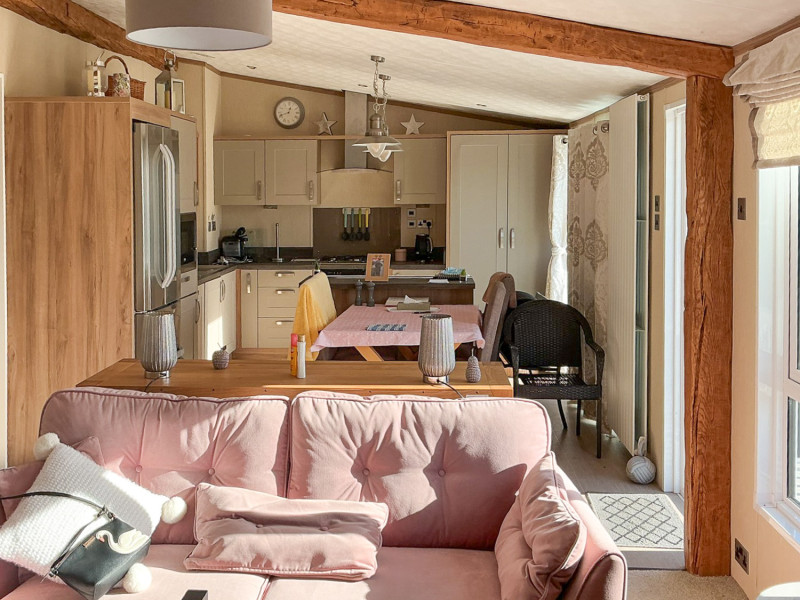 Pemberton Rivendale 2019 twin lodge sited at Heathland Beach, Kessingland, Norfolk