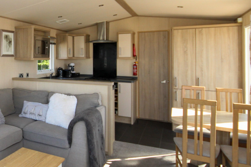 ABI Haywood 2015 static caravan + decking at Haven's Allhallows, Kent