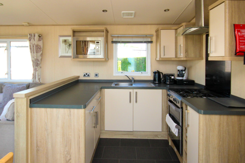 ABI Haywood 2015 static caravan + decking at Haven's Allhallows, Kent