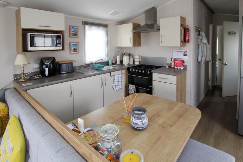 Willerby Grasmere 2022 with decking sited at Seaview Holiday Park, Whitstable, Kent