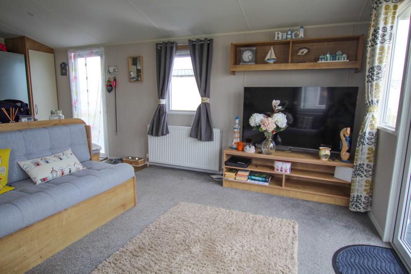 Willerby Grasmere 2022 with decking sited at Seaview Holiday Park, Whitstable, Kent