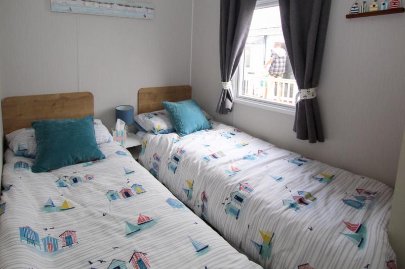 Willerby Grasmere 2022 with decking sited at Seaview Holiday Park, Whitstable, Kent