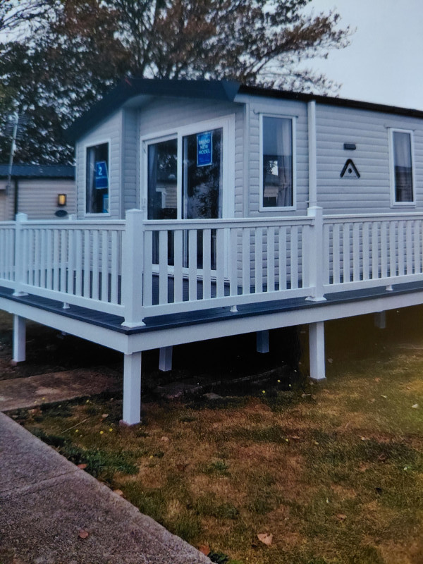 Atlas Debonair 2023 static caravan + deck sited at Seawick Holiday Park, St Osyth, Essex